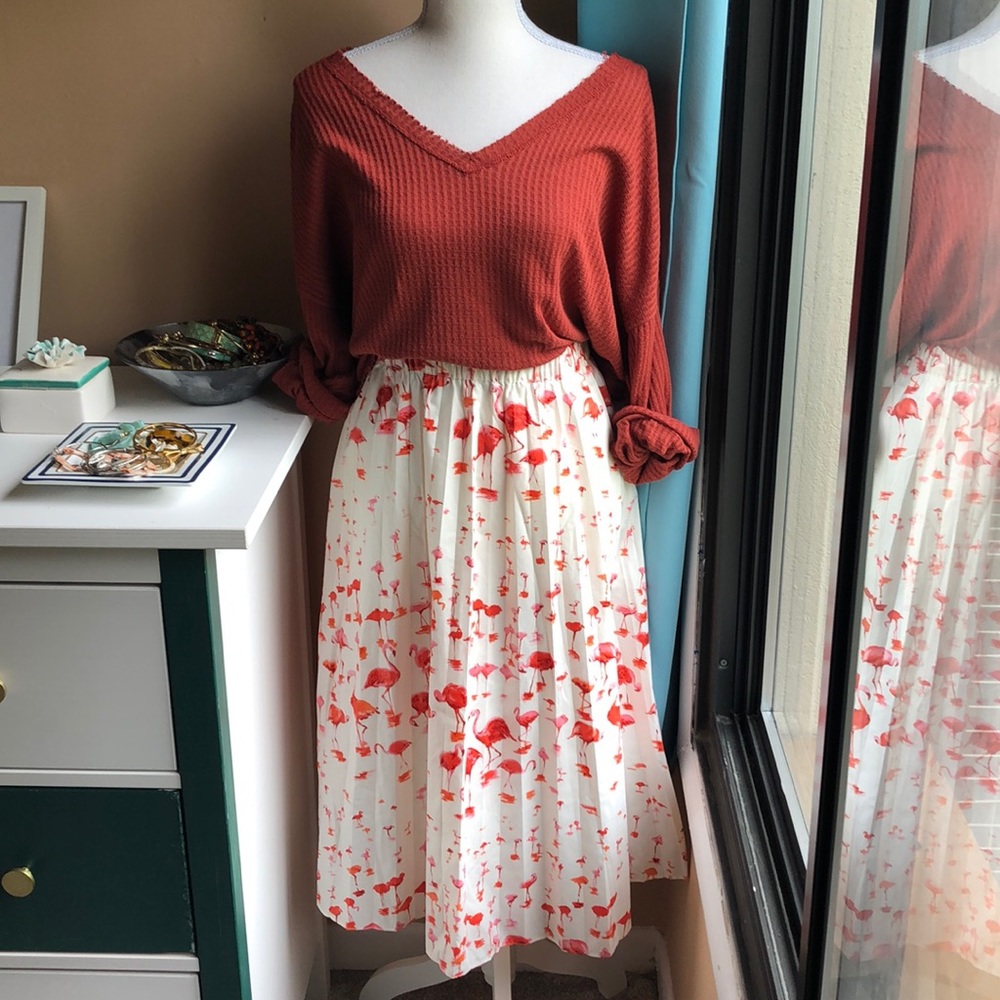 Pleated Flamingo Skirt